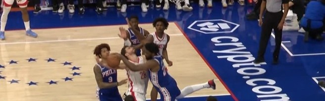 500彩票网官方大乐透走势图-是个好防守！申京篮下强打恩比德造犯规 76人挑战成功